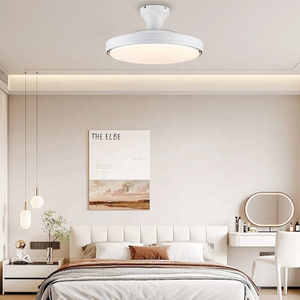 Bedroom Invisible Celling Light Fan White Round Ceiling Fan With Led Light and Bluetooth
