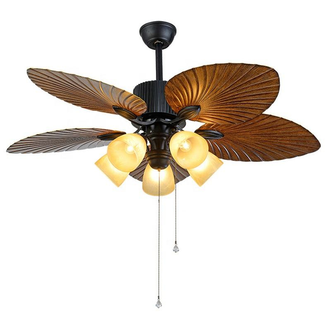 Modern Bedroom Intelligent ABS Leaves Design Blades Led Ceiling Fan with Led Light