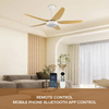 Living Room Smart 5 Abs Blades Ceiling Fan Lamp with Light and bluetooth for Home Decoration
