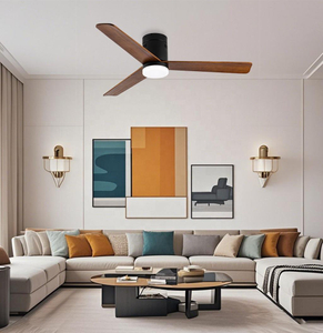 2025 Living Room Bedroom Remote Control 52inch Wood Flush Mount Ceiling Fan with Light Remote
