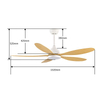 Bedroom Dining Room 52inch 5 Blades Fan and Led Ceiling Light Fans with Light Remote Control