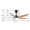 Fan Lamps Manufacturers ABS 5 Blades 56inch Remote Control Controlled Ceiling Fan and Led Lights