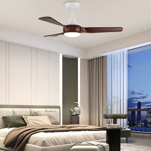Smart Control 52 Inches Celling Fan Wood Blade Ceiling Fan Led Light with Light and Remote