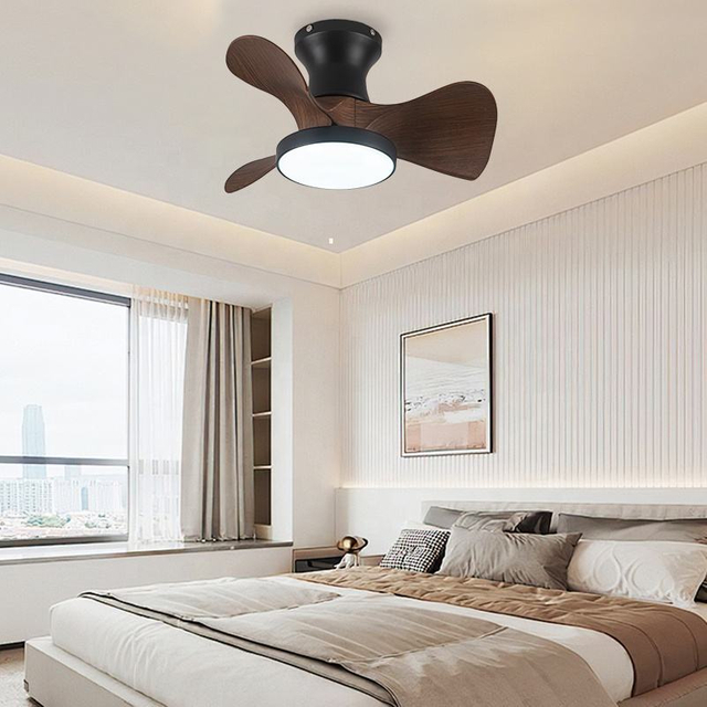 Zhongshan Intelligent Remote Control Small Blade 22inch Fan Lamp Home 2 in 1 Ceiling Fan with Light