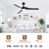 52 Inch Abs 3 Blades Bedroom Ceil Fan Lamp Remote Control Dc Motor Led Ceiling Fan With Light