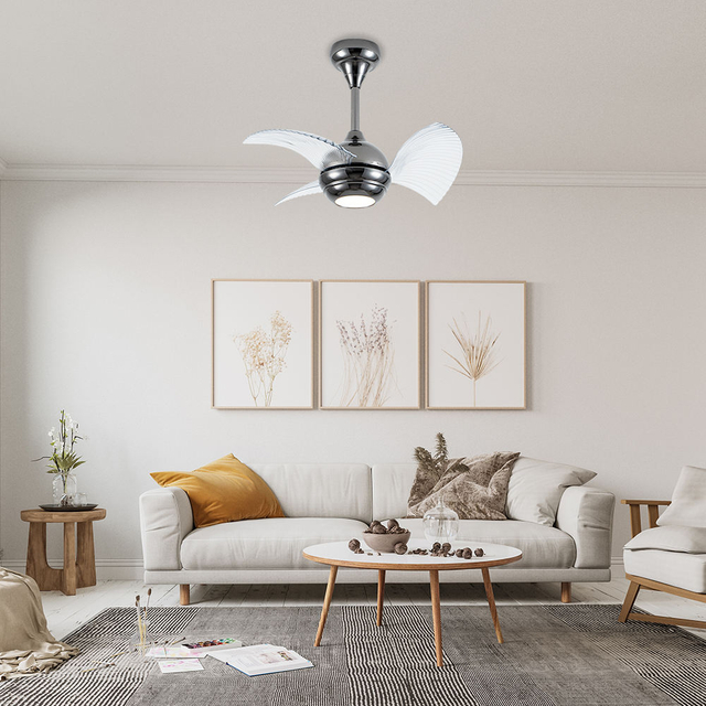 Mini 24 Inch Ceiling Fan Lights for Bedroom Fan Lamp With 3 Speeds Remote Control Blades Fan