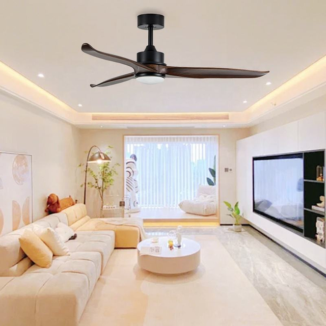 Combination Remote Control Sensor Switch 52nch Wood Ceiling Fan and Light for Home