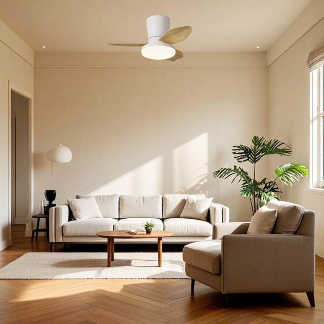 Modern Design Energy-Saving Electric Fan Household Electrical Appliance LED All-Black All-White Ceiling Fan Project Installation