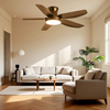 42 Inch Flush Mount Led Ceiling Fan Dimmable Light Remote Control Noiseless Low Profile for Living Room Bedroom