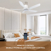 Flush Mount Ceiling Fans and Remote Control Abs White Elegant Fan with Light for Living Room