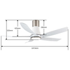 Flush Mount Ceiling Fans and Remote Control Abs White Elegant Fan with Light for Living Room
