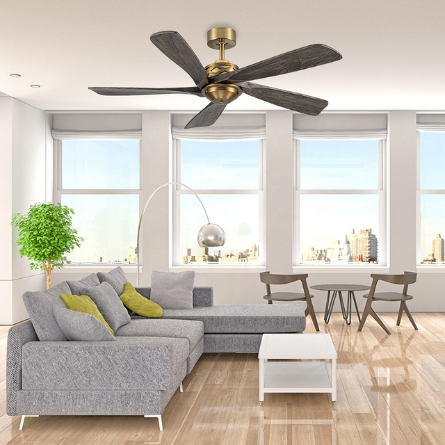 Modern Luxury Natural Wooden Ceiling Fan Home Decorative Large Wood Blade Wifi Ceiling Fans