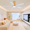 Dimmable Living Bedroom Room Smart Remote Control Ceiling Fan Lamp 5 Leaf Fan and Led Light