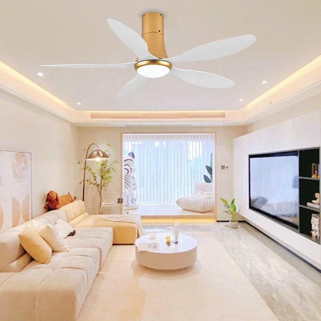 Dimmable Living Bedroom Room Smart Remote Control Ceiling Fan Lamp 5 Leaf Fan and Led Light