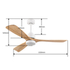 Modern Indoor 52inch 3 Blades Smart Wooden Led Ceiling Light Fans with Light and Remote Control