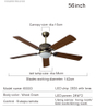 Top Selling Product Metal Body Collocation Frequency Conversion Remote Control LED Ceiling Fan