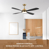 High Quality Nickel Home Ceiling Fan Light Wood 52 Inch 4 Black Blades With Led Chand Light