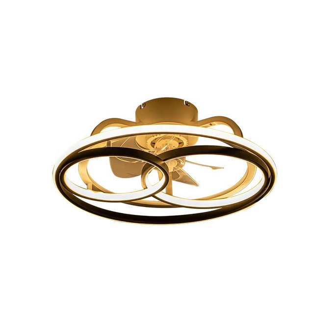 Morden New Smart Fancy Electric Double Ring Led Light Ceiling Fan with Light for Bedroom