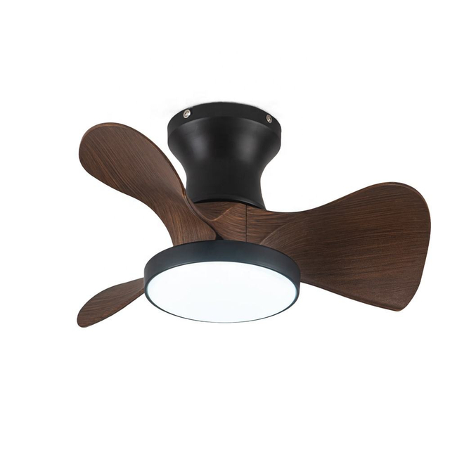 Modern Living Room Bedroom 22 Inch ABS Small Black Ceiling Fan Lamp Remote Control Acrylic Ceiling Fan with Led Light